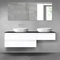 Oltens Vernal bathroom furniture set 160 cm with countertop, matte black/white gloss 68349300