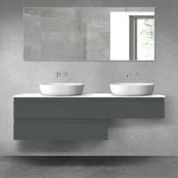 Oltens Vernal bathroom furniture set 160 cm with countertop, matte graphite/white gloss 68349400