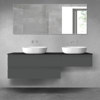 Oltens Vernal bathroom furniture set 160 cm with countertop, matte graphite/matte black 68350400