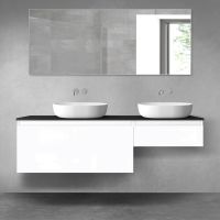 Oltens Vernal bathroom furniture set 160 cm with countertop, white gloss/matte black 68353000
