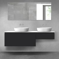 Oltens Vernal bathroom furniture set 160 cm with countertop, matte black/white gloss 68353300