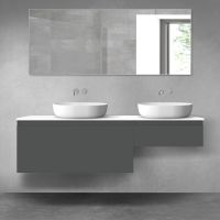 Oltens Vernal bathroom furniture set 160 cm with countertop, matte graphite/white gloss 68353400