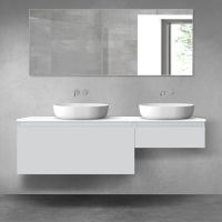 Oltens Vernal bathroom furniture set 160 cm with countertop, matte grey/white gloss 68353700