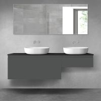Oltens Vernal bathroom furniture set 160 cm with countertop, matte graphite/matte black 68354400