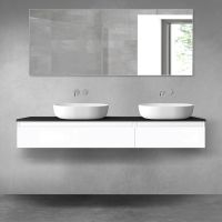 Oltens Vernal bathroom furniture set 160 cm with countertop, white gloss/matte black 68357000