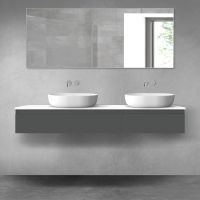 Oltens Vernal bathroom furniture set 160 cm with countertop, matte graphite/white gloss 68357400