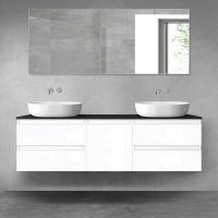 Oltens Vernal bathroom furniture set 160 cm with countertop, white gloss/matte black 68405000