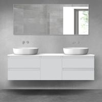 Oltens Vernal bathroom furniture set 160 cm with countertop, matte grey/white gloss 68405700