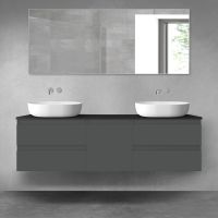 Oltens Vernal bathroom furniture set 160 cm with countertop, matte graphite/matte black 68406400