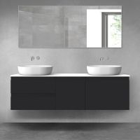 Oltens Vernal bathroom furniture set 160 cm with countertop, matte black/white gloss 68409300