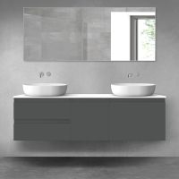 Oltens Vernal bathroom furniture set 160 cm with countertop, matte graphite/white gloss 68409400