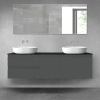 Oltens Vernal bathroom furniture set 160 cm with countertop, matte graphite/matte black 68410400