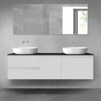 Oltens Vernal bathroom furniture set 160 cm with countertop, matte grey/matte black 68410700