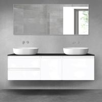 Oltens Vernal sada koupelnového nábytku 160 cm s horní deskou, lesklá bílá/matná černá 68413000
