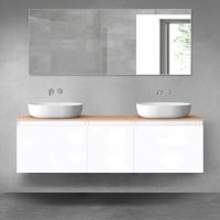 Oltens Vernal sada koupelnového nábytku 160 cm s horní deskou, lesklá bílá/dub 68415000