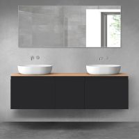 Oltens Vernal sada koupelnového nábytku 160 cm s horní deskou, matná černá/dub 68415300