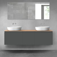 Oltens Vernal sada koupelnového nábytku 160 cm s horní deskou, matná grafitová/dub 68415400