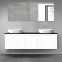 Oltens Vernal sada koupelnového nábytku 160 cm s horní deskou, lesklá bílá/matná černá 68417000