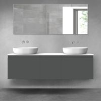 Oltens Vernal sada koupelnového nábytku 160 cm s horní deskou, matná grafitová/lesklá bílá 68421400
