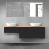 Oltens Vernal bathroom furniture set 160 cm with countertop, matte black/oak 68423300