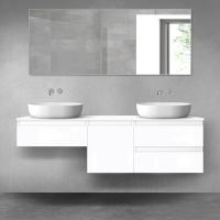Oltens Vernal bathroom furniture set 160 cm with countertop, white gloss 68424000