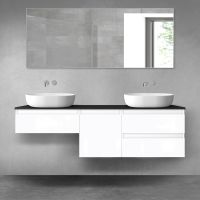 Oltens Vernal bathroom furniture set 160 cm with countertop, white gloss/matte black 68428000