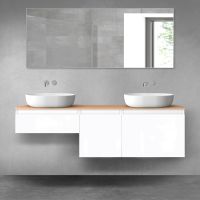 Oltens Vernal bathroom furniture set 160 cm with countertop, white gloss/oak 68430000