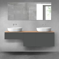 Oltens Vernal bathroom furniture set 160 cm with countertop, matte graphite/oak 68430400