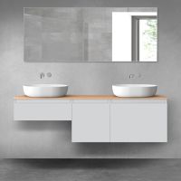 Oltens Vernal bathroom furniture set 160 cm with countertop, matte grey/oak 68430700