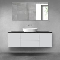 Oltens Vernal bathroom furniture set 140 cm with countertop, matte grey/matte black 68438700