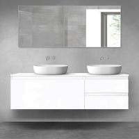 Oltens Vernal bathroom furniture set 160 cm with countertop, white gloss 68439000