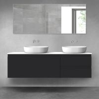 Oltens Vernal bathroom furniture set 160 cm with countertop, matte black/white gloss 68441300