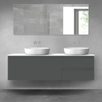 Oltens Vernal bathroom furniture set 160 cm with countertop, matte graphite/white gloss 68441400