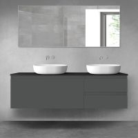 Oltens Vernal Bademöbelset 160 cm mit Waschbeckenplatte grafitfarben matt/schwarz matt 68442400