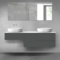 Oltens Vernal bathroom furniture set 160 cm with countertop, matte graphite/white gloss 68456400