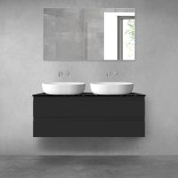 Oltens Vernal wall-mounted base unit 120 cm with Tera countertop, matte black/black marble 68729300