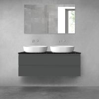 Oltens Vernal wall-mounted base unit 120 cm with Tera countertop, matte graphite/black marble 68729400