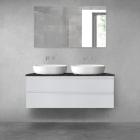 Oltens Vernal wall-mounted base unit 120 cm with Tera countertop, matte grey/black marble 68729700