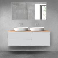 Oltens Vernal bathroom furniture set 140 cm with countertop, matte grey/oak 68293700