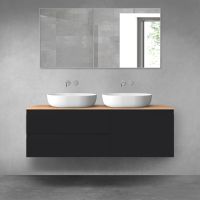 Oltens Vernal bathroom furniture set 140 cm with countertop, matte black/oak 68293300