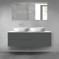 Oltens Vernal bathroom furniture set 140 cm with countertop, matte graphite/white gloss 68294400