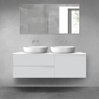 Oltens Vernal bathroom furniture set 140 cm with countertop, matte grey/white gloss 68294700