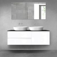 Oltens Vernal bathroom furniture set 140 cm with countertop, white gloss/matte black 68294000