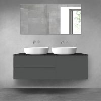Oltens Vernal bathroom furniture set 140 cm with countertop, matte graphite/matte black 68295400