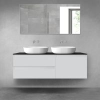 Oltens Vernal bathroom furniture set 140 cm with countertop, matte grey/matte black 68295700