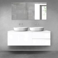 Oltens Vernal bathroom furniture set 140 cm with countertop, white gloss 68296000