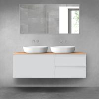Oltens Vernal bathroom furniture set 140 cm with countertop, matte grey/oak 68297700