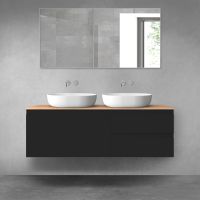 Oltens Vernal bathroom furniture set 140 cm with countertop, matte black/oak 68297300