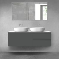 Oltens Vernal bathroom furniture set 140 cm with countertop, matte graphite/white gloss 68298400