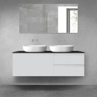 Oltens Vernal bathroom furniture set 140 cm with countertop, matte grey/matte black 68299700